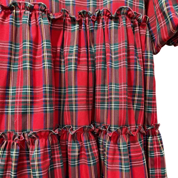 Tartan Plaid Tiered Ruffle Puff Sleeve Dress - Picture 7 of 11